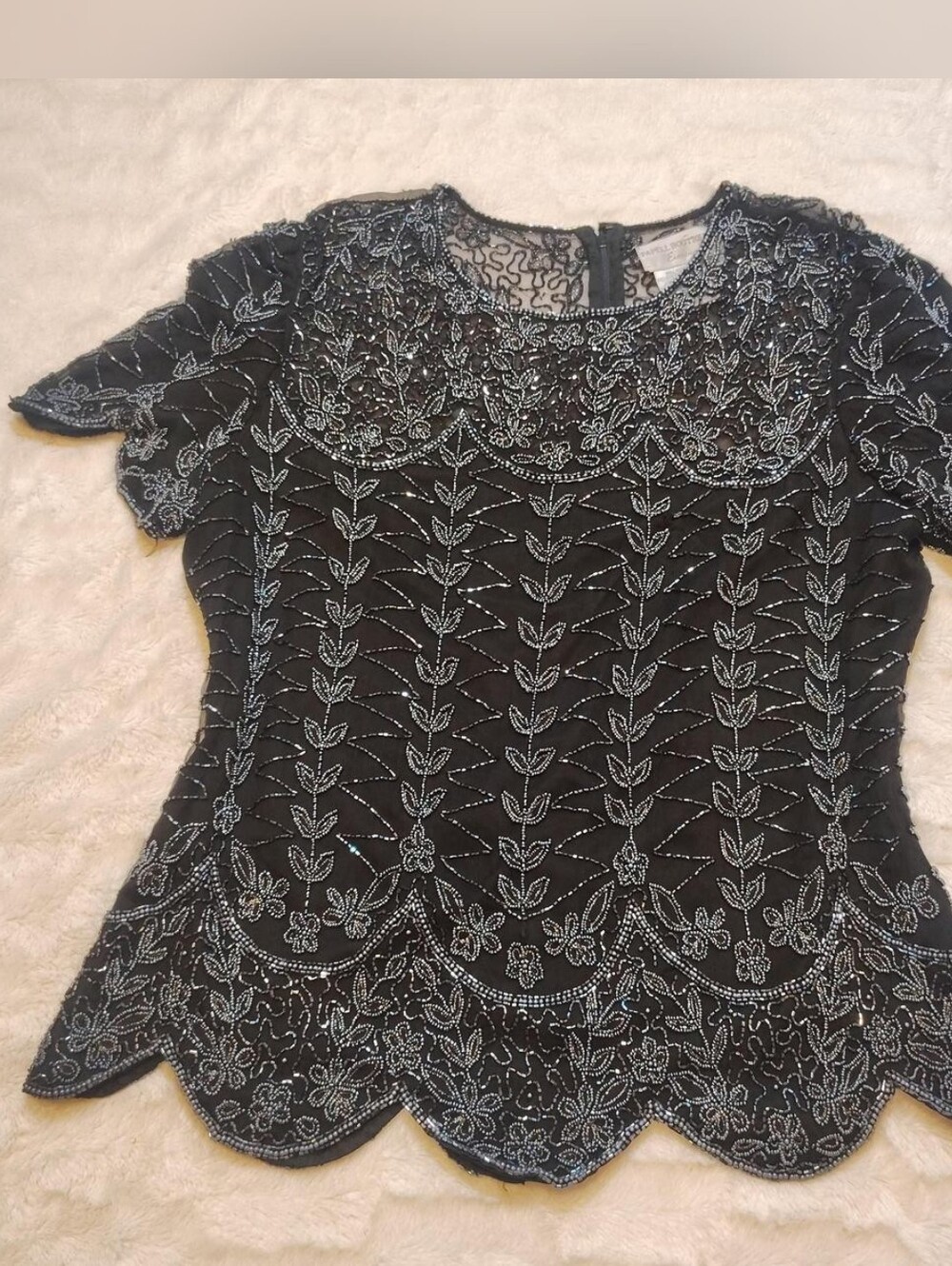 Papell Boutique Silk Beaded Top